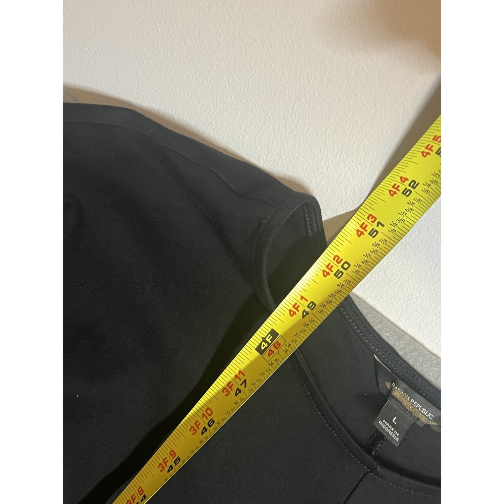 Banana Republic Women's Black Ruched Sheath Dress Size Large Short‎ Sleeve Midi - Picture 11 of 12